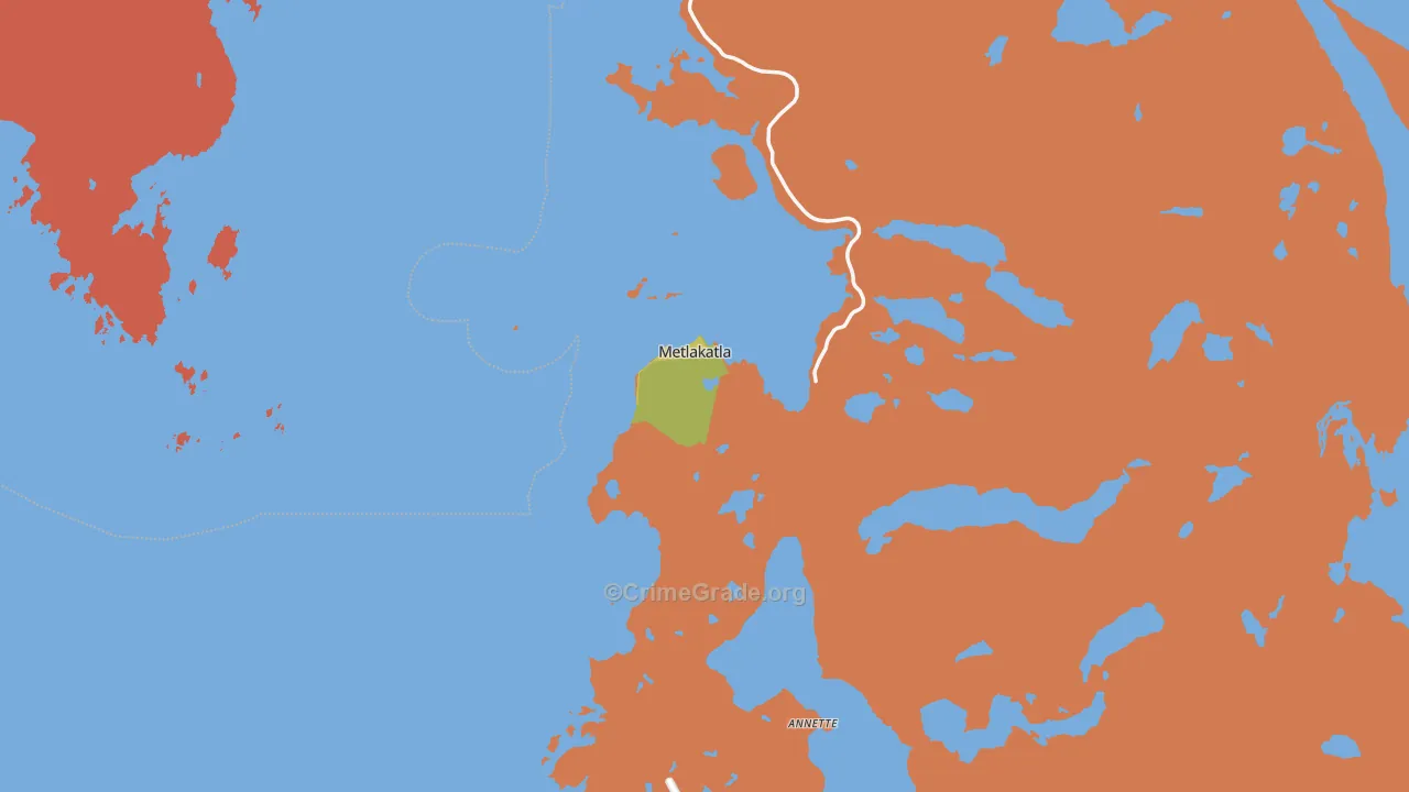 Metlakatla, AK Map of Robbery Rates