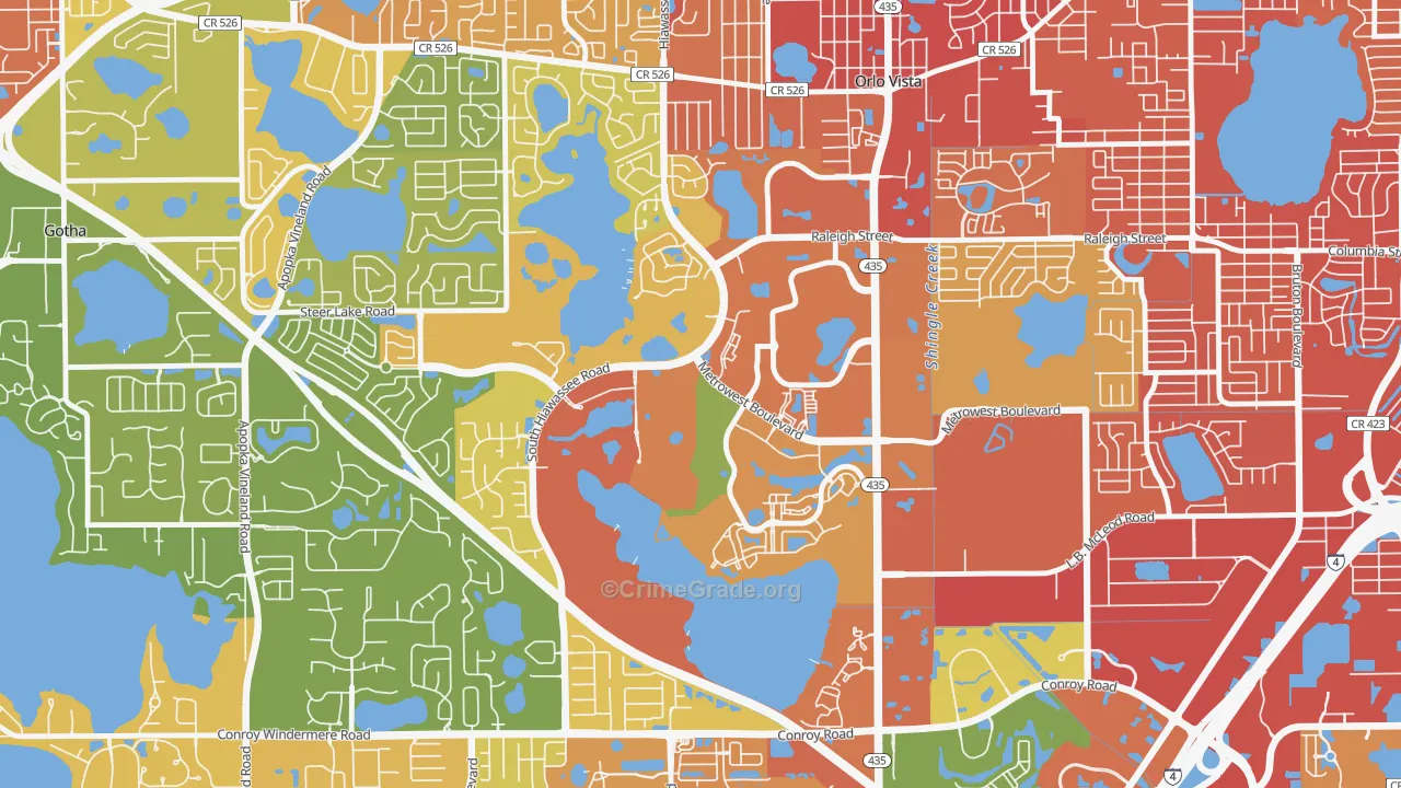 Metro West, Orlando, FL Map of Robbery Rates
