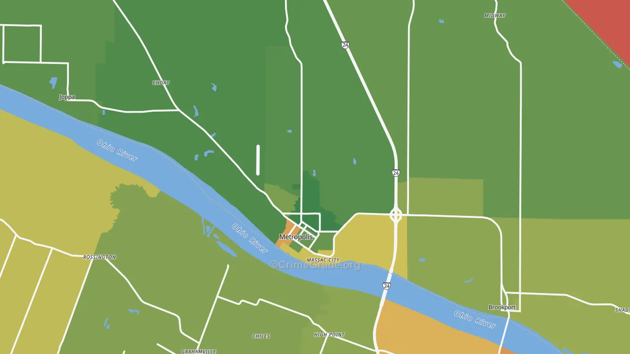 Metropolis, IL Map of Robbery Rates