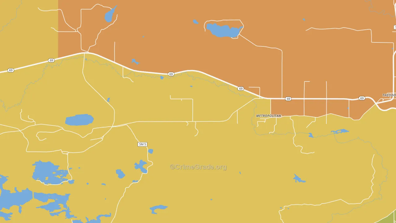 Metropolitan, MI Map of Robbery Rates