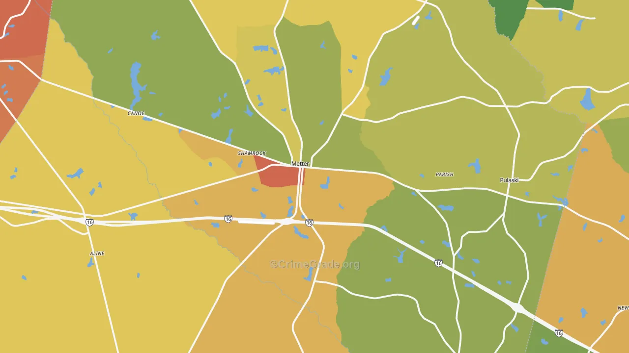 Metter, GA Map of Robbery Rates