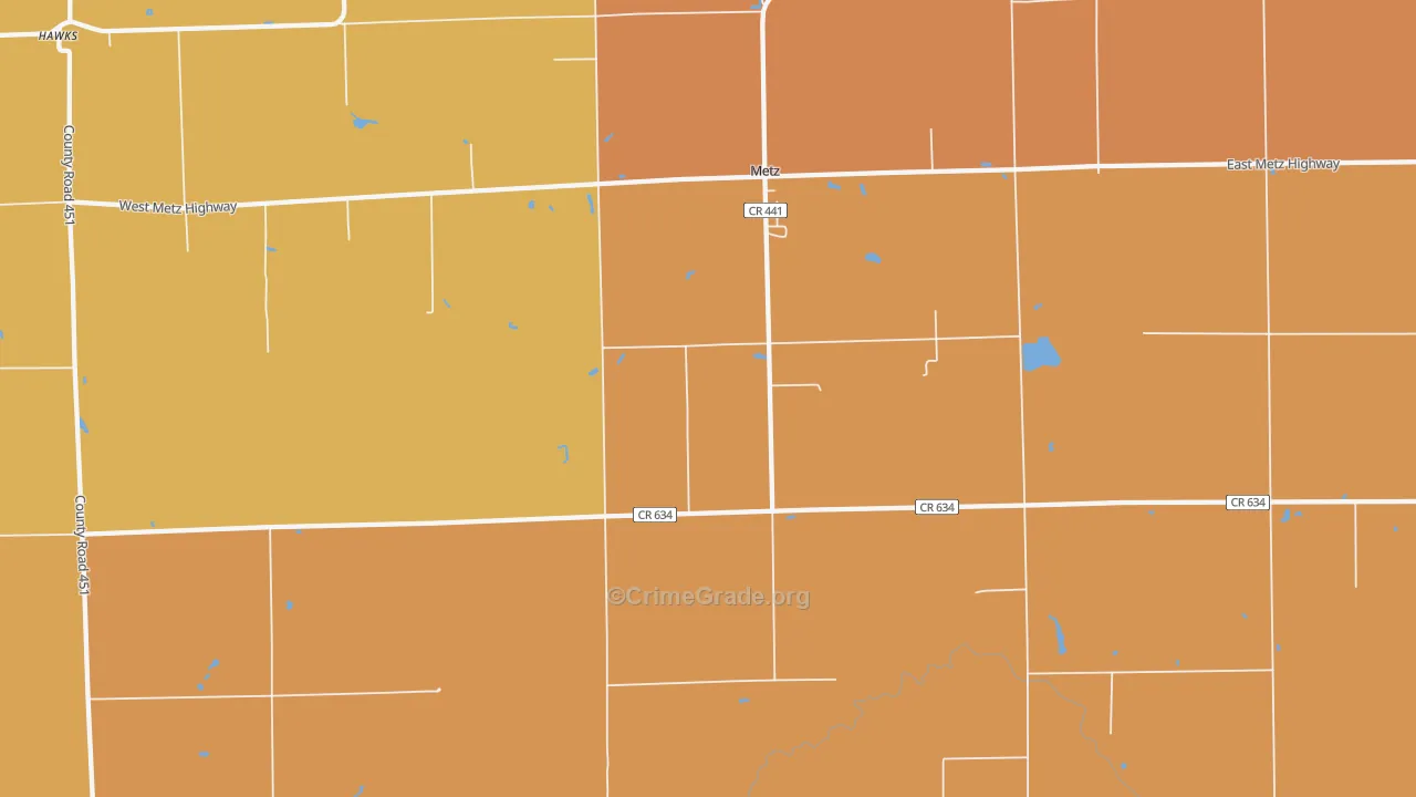 Metz, MI Map of Robbery Rates