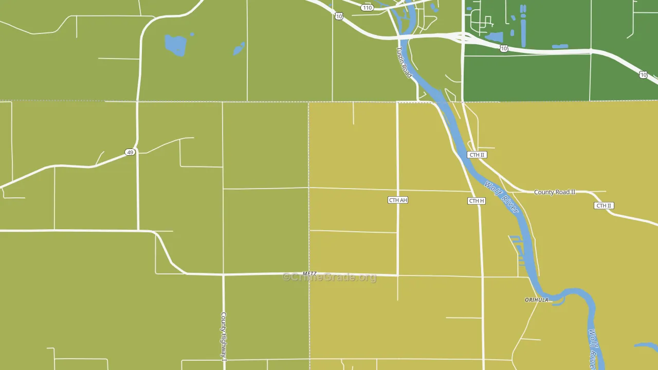 Metz, WI Map of Robbery Rates