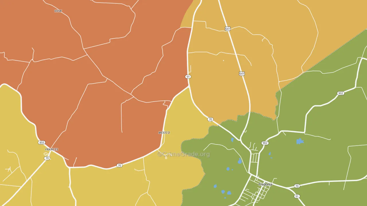 Mexico, KY Map of Robbery Rates
