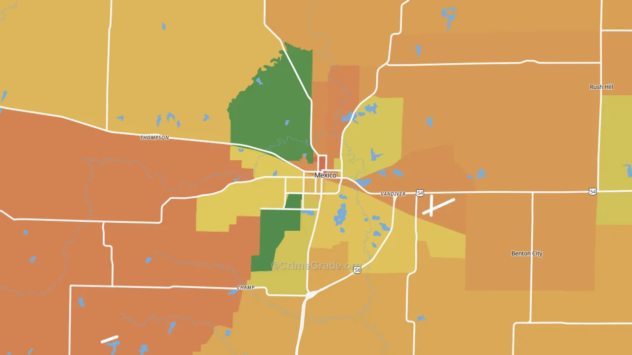 Mexico, MO Map of Robbery Rates