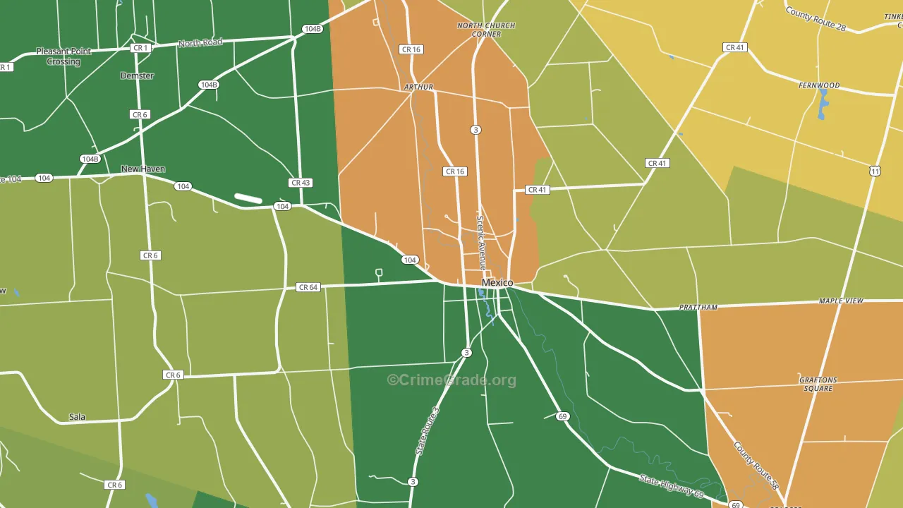 Mexico, NY Map of Robbery Rates