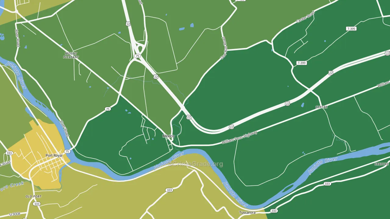 Mexico, PA Map of Robbery Rates