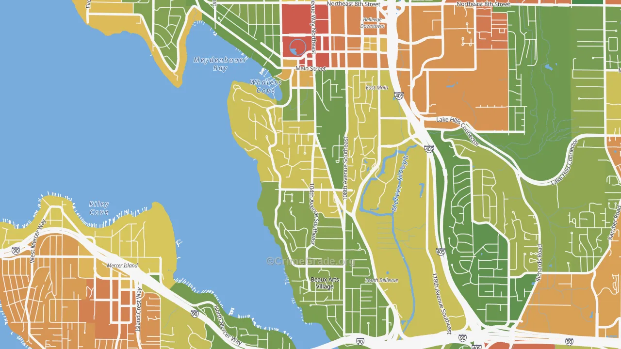 Meydenbauer, Bellevue, WA Map of Robbery Rates