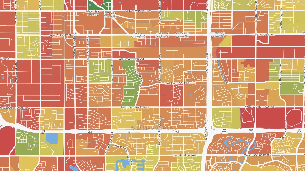 Meyer Park, Tempe, AZ Map of Robbery Rates
