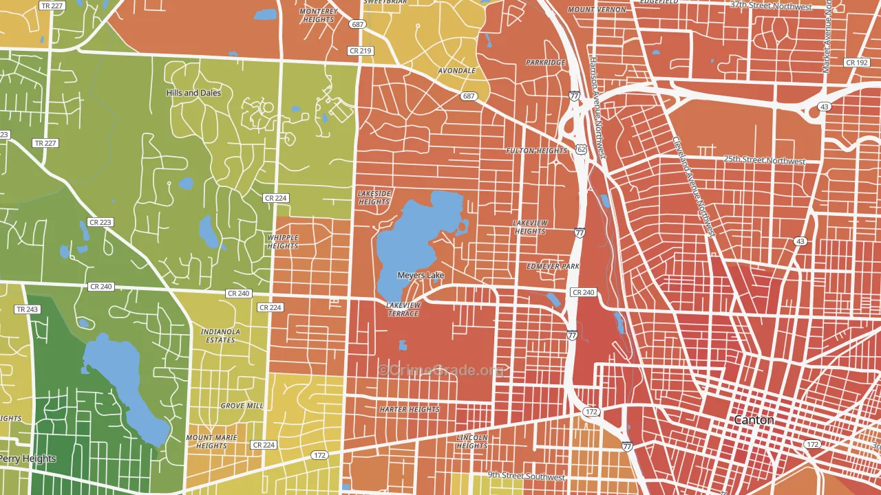 Meyers Lake, OH Map of Robbery Rates