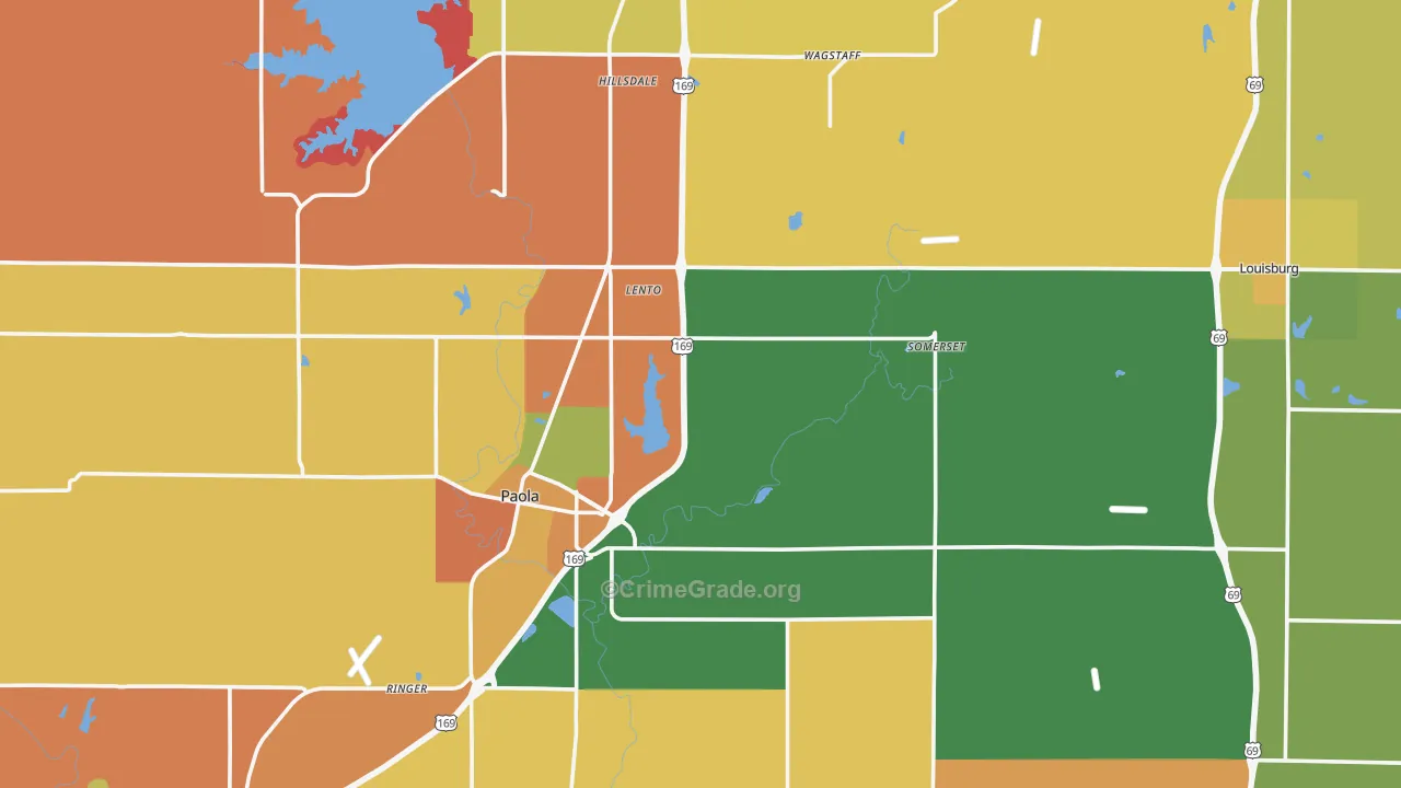 Miami County, KS Map of Robbery Rates