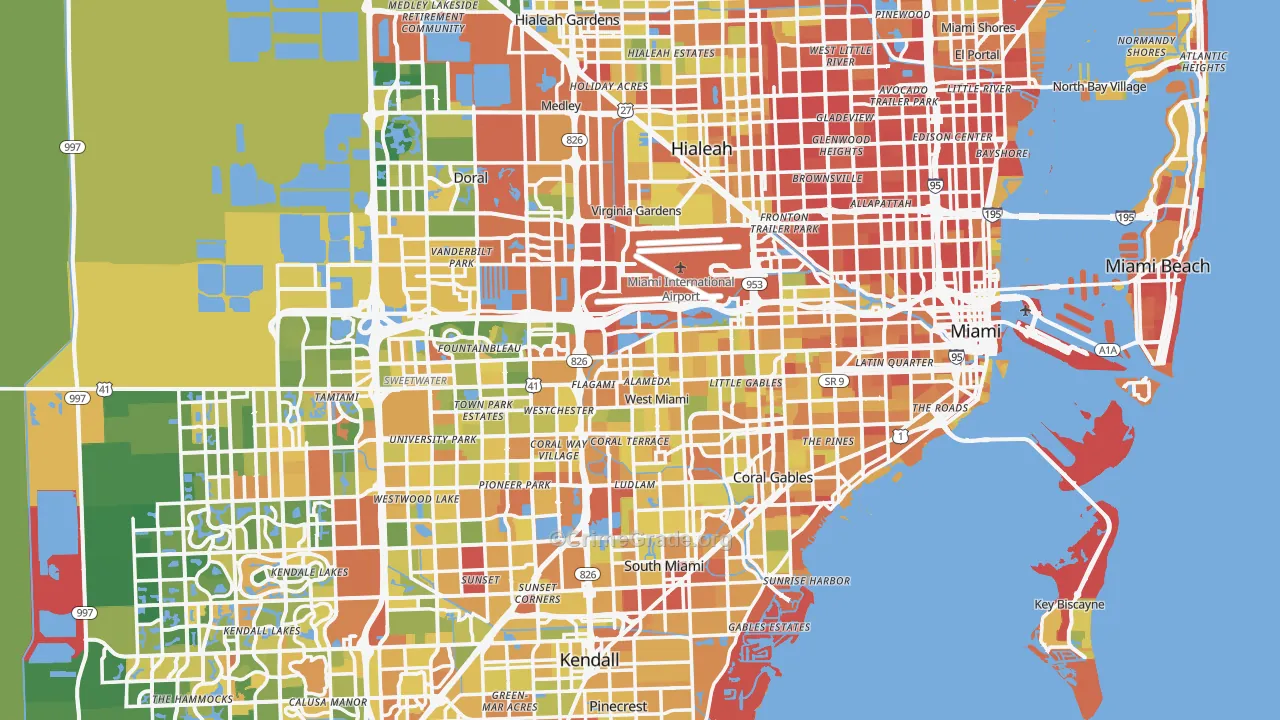 Miami-Dade County, FL Map of Robbery Rates