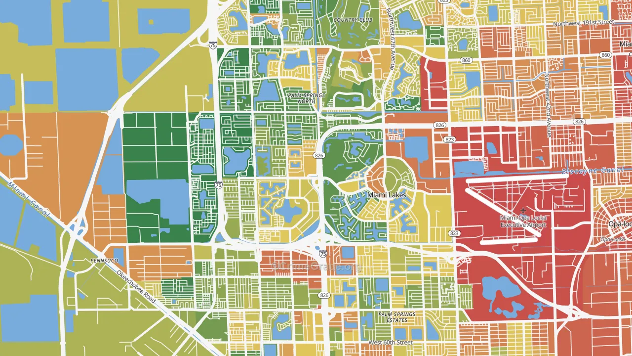 Miami Lakes, FL Map of Robbery Rates