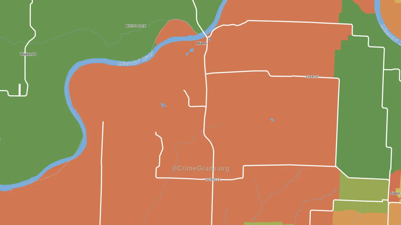 Miami, MO Map of Robbery Rates
