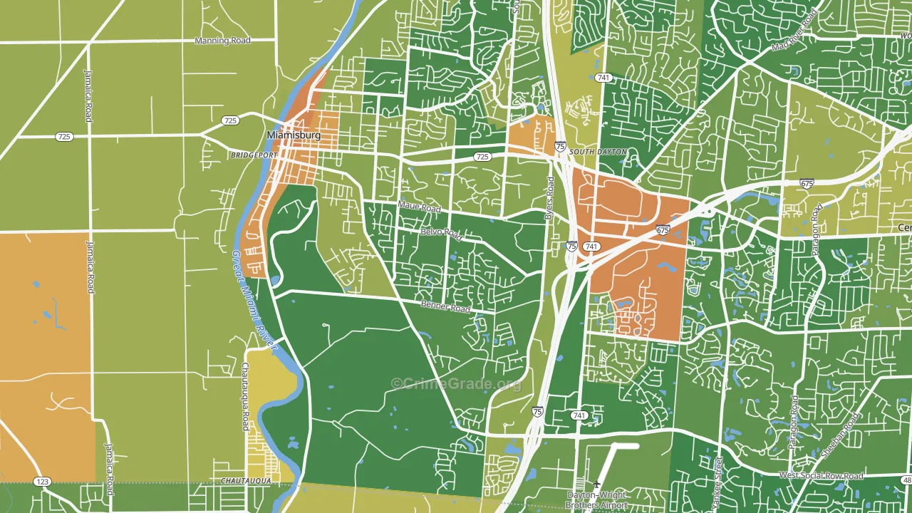 Miamisburg, OH Map of Robbery Rates