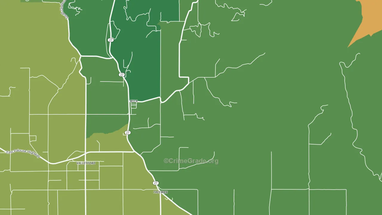 Mica, WA Map of Robbery Rates