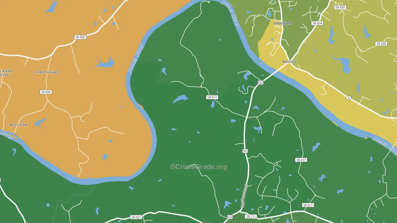 Michaux, VA Map of Robbery Rates