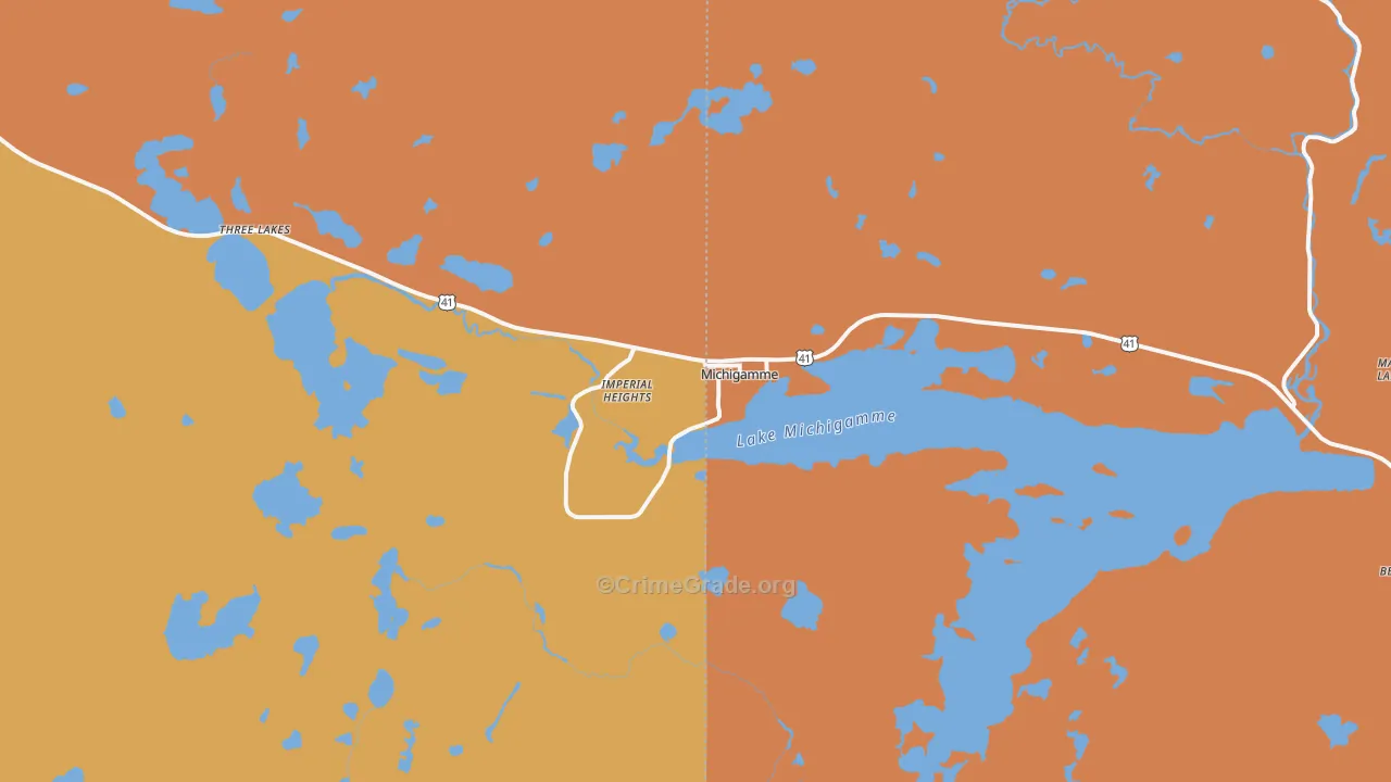 Michigamme, MI Map of Robbery Rates