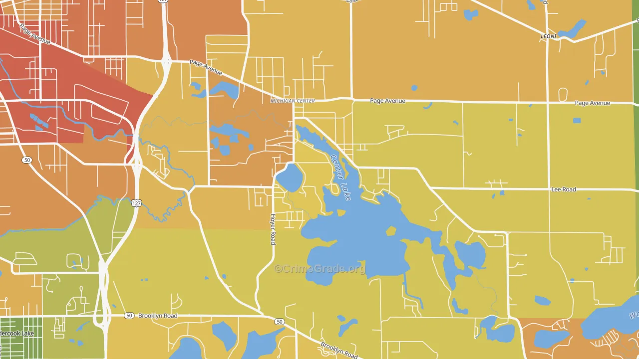 Michigan Center, MI Map of Robbery Rates