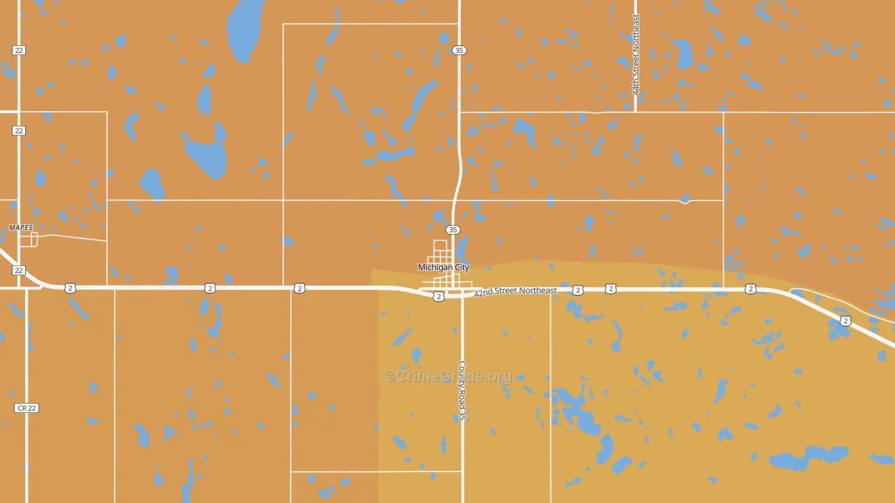 Michigan City, ND Map of Robbery Rates