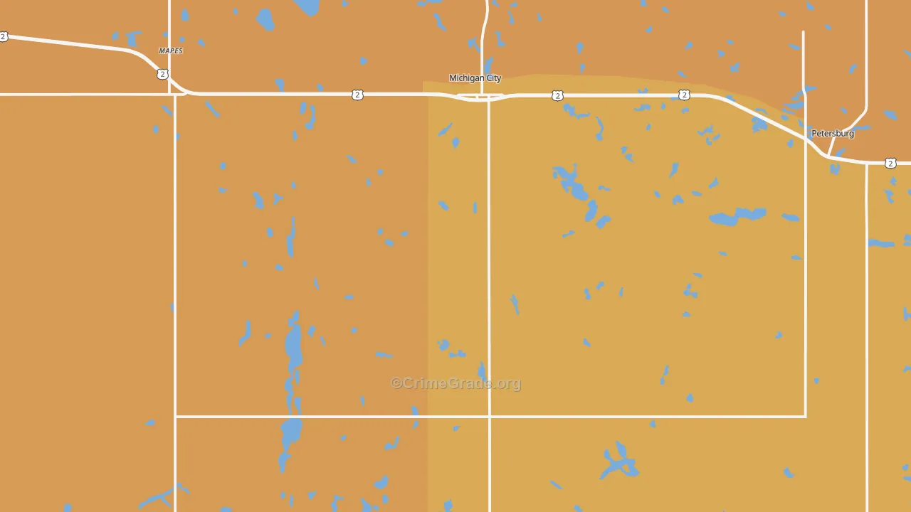 Michigan, ND Map of Robbery Rates
