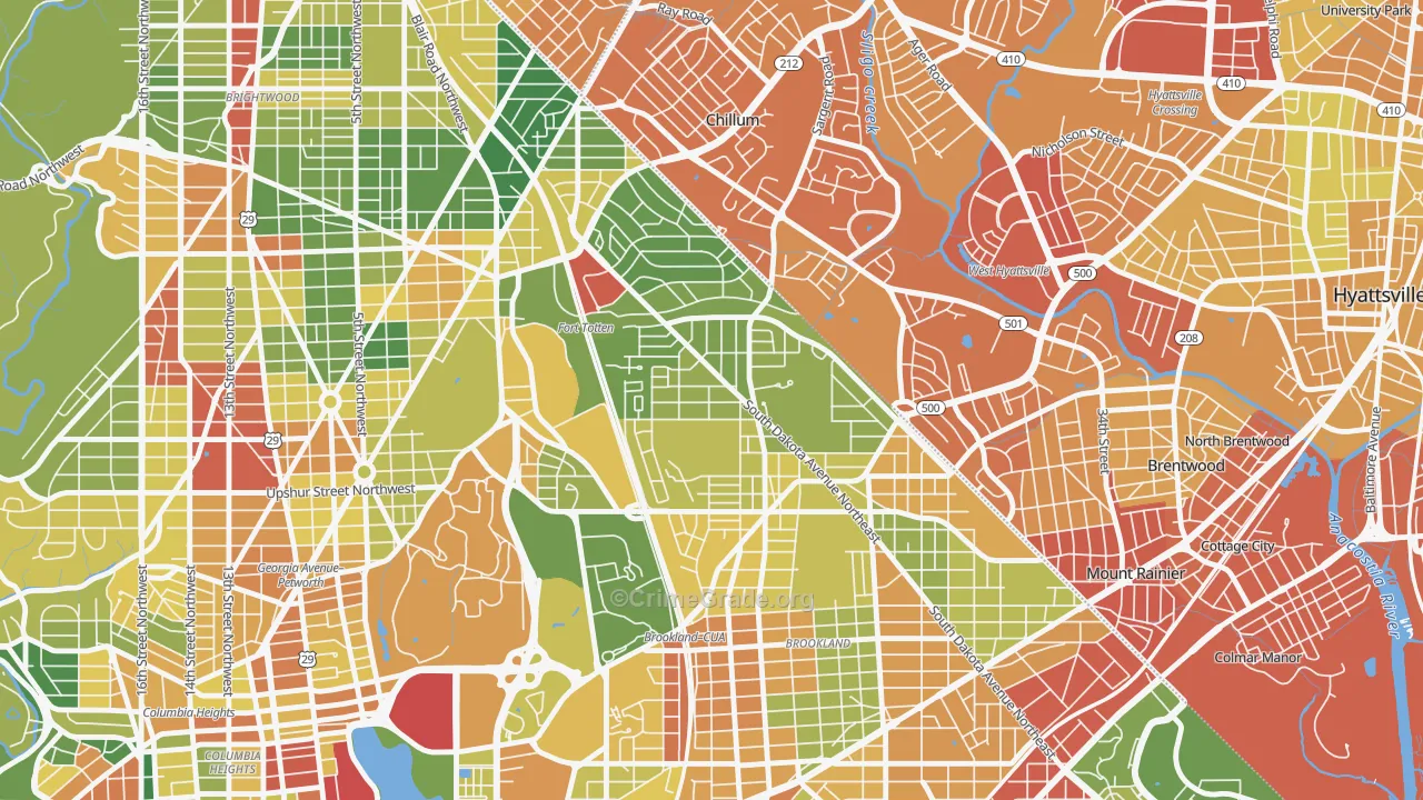 Michigan Park, Washington, DC Map of Robbery Rates