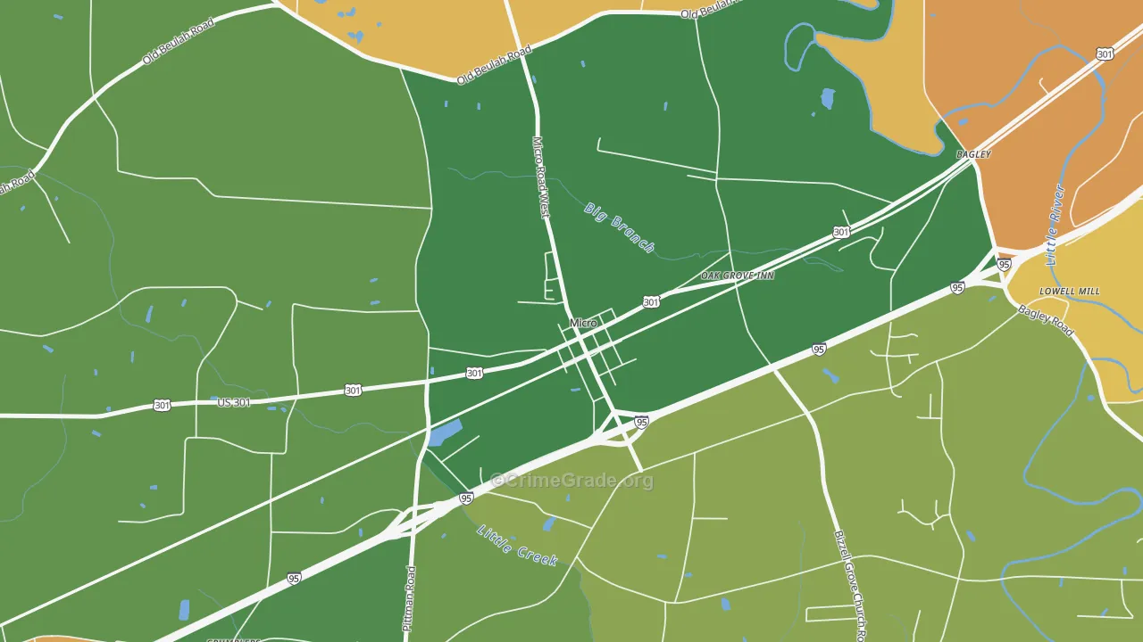 Micro, NC Map of Robbery Rates