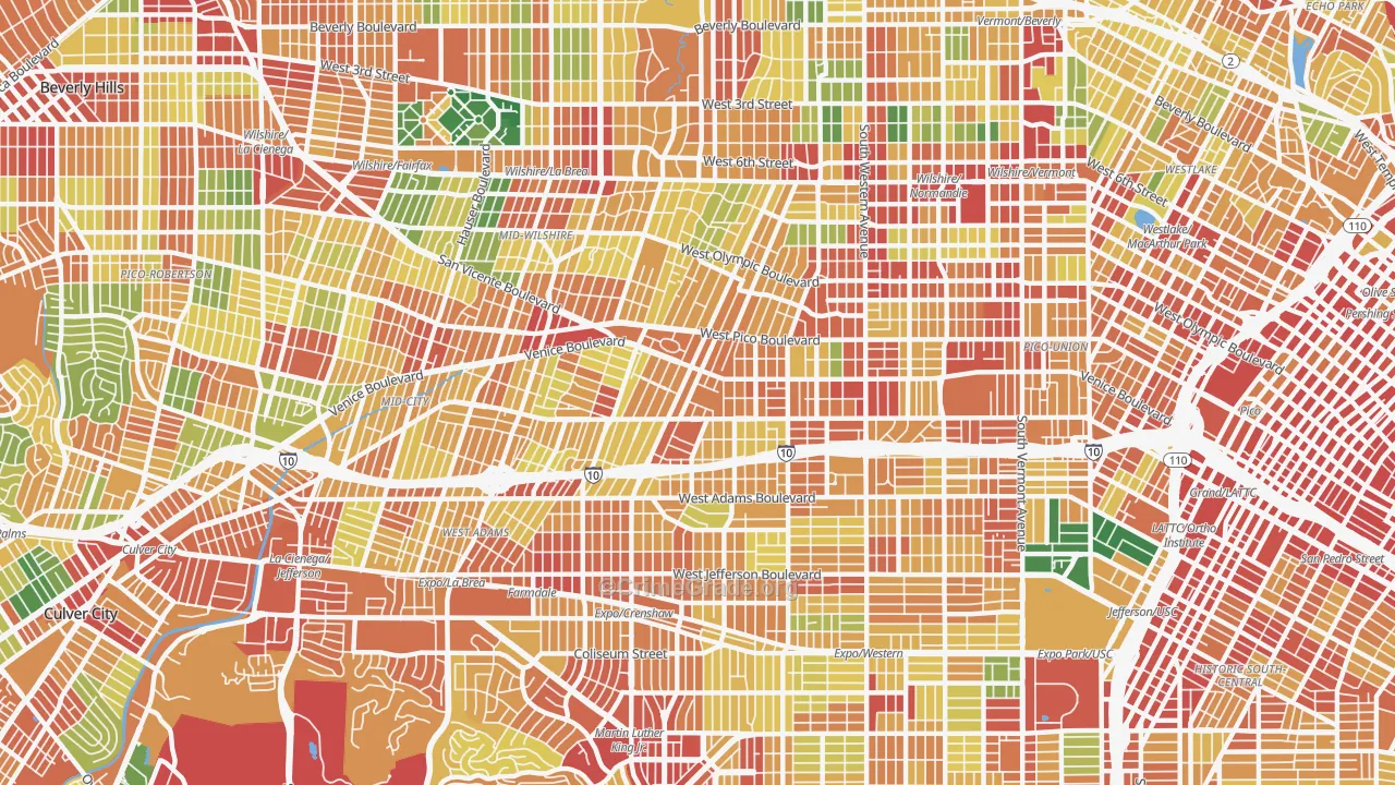 Mid City, Los Angeles, CA Map of Robbery Rates