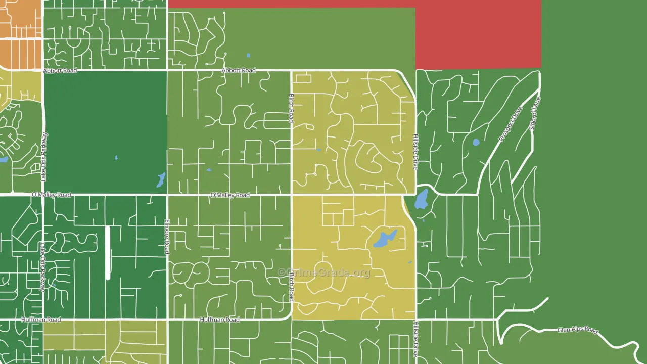 Mid-Hillside, Anchorage, AK Map of Robbery Rates