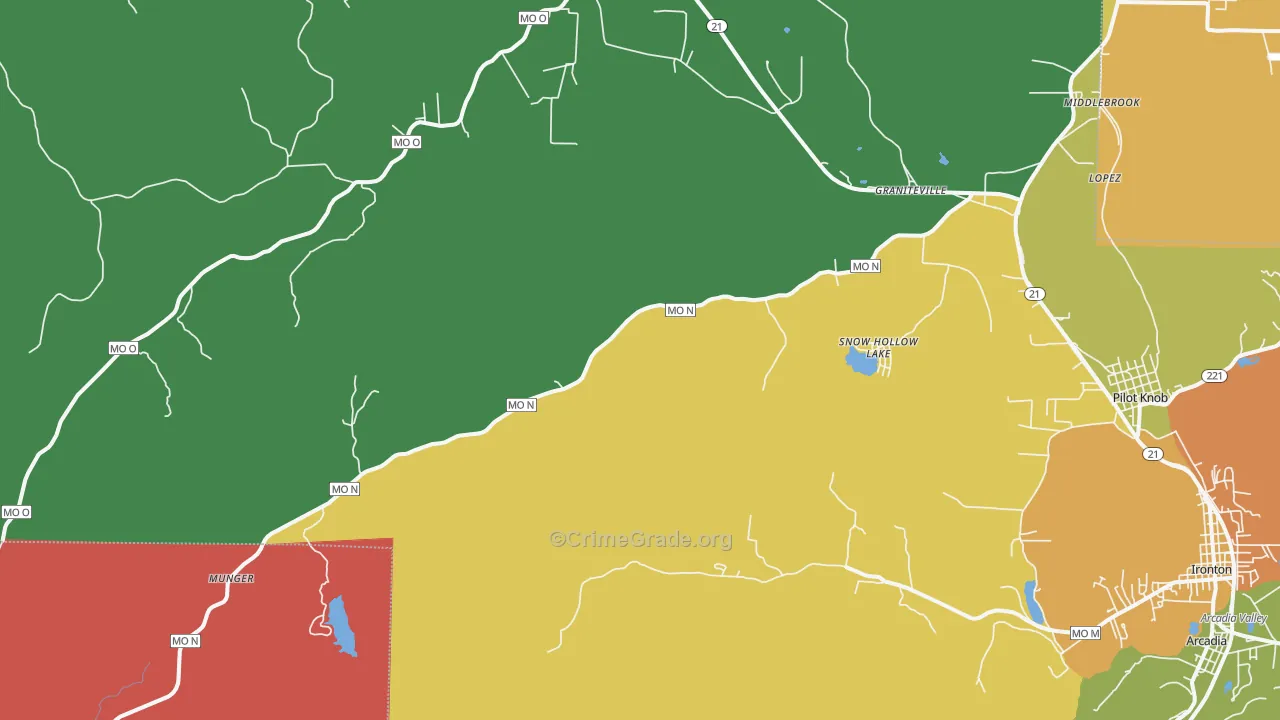 Middle Brook, MO Map of Robbery Rates