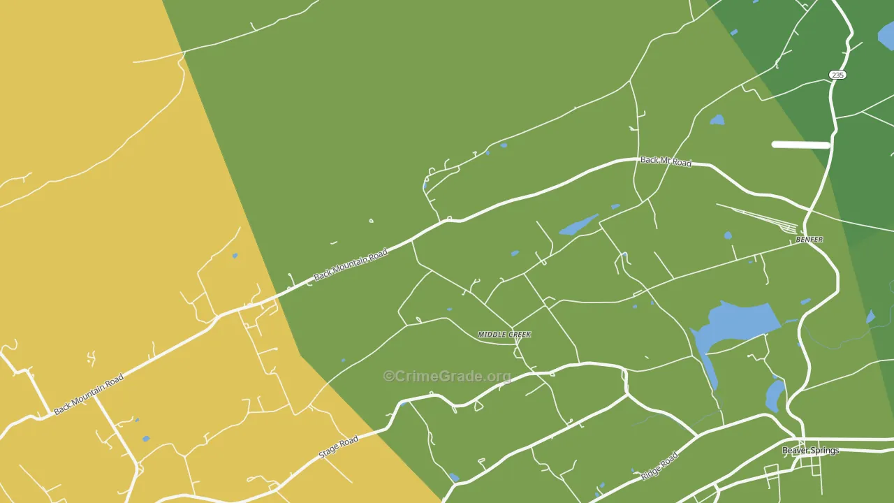 Middle Creek, PA Map of Robbery Rates