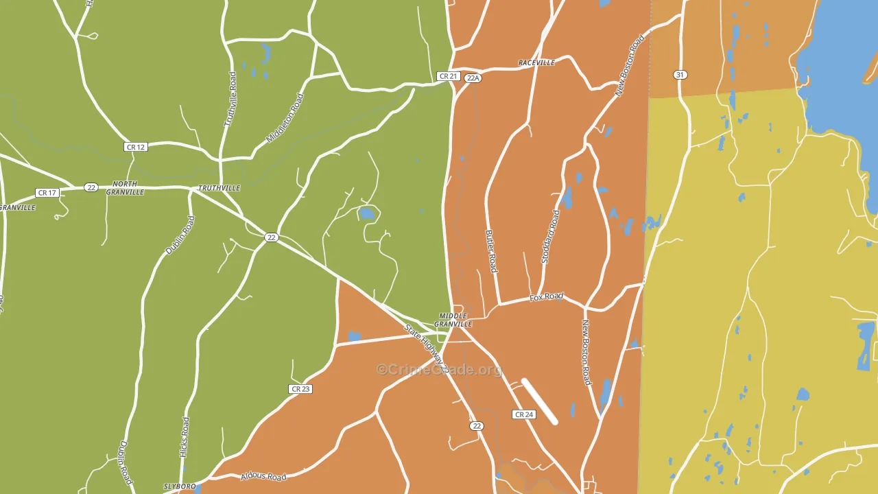 Middle Granville, NY Map of Robbery Rates