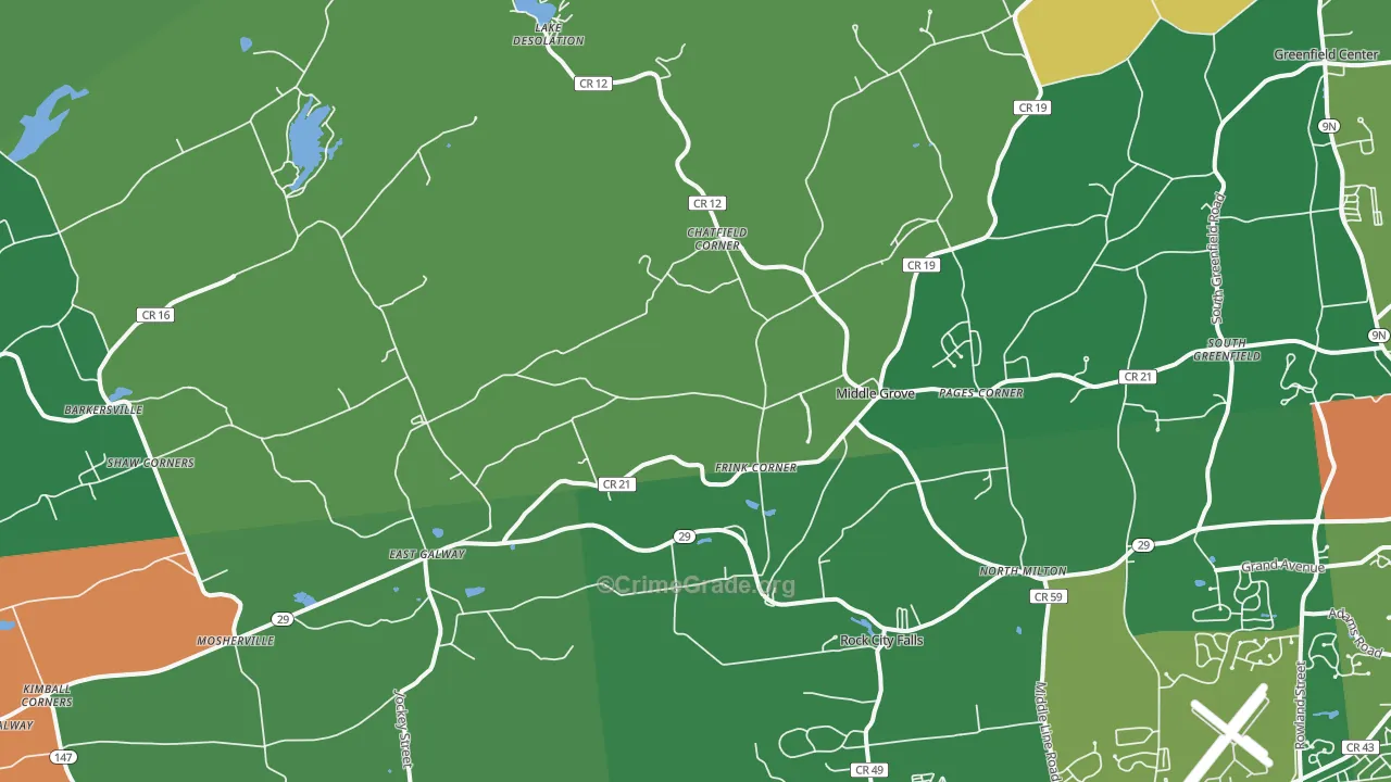 Middle Grove, NY Map of Robbery Rates