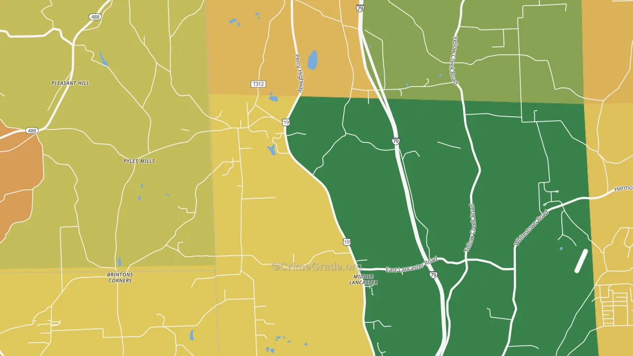 Middle Lancaster, PA Map of Robbery Rates