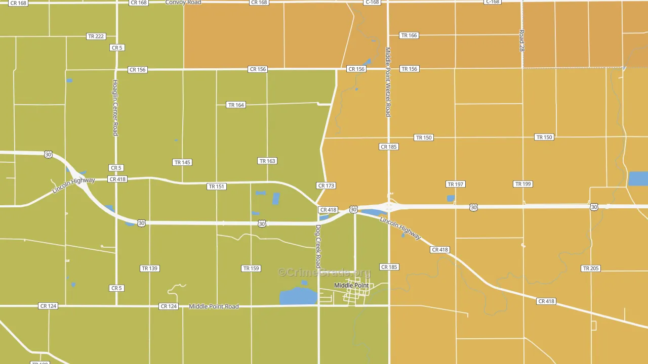Middle Point, OH Map of Robbery Rates