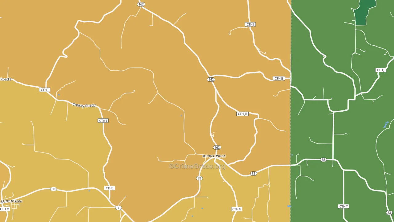 Middle Ridge, WI Map of Robbery Rates