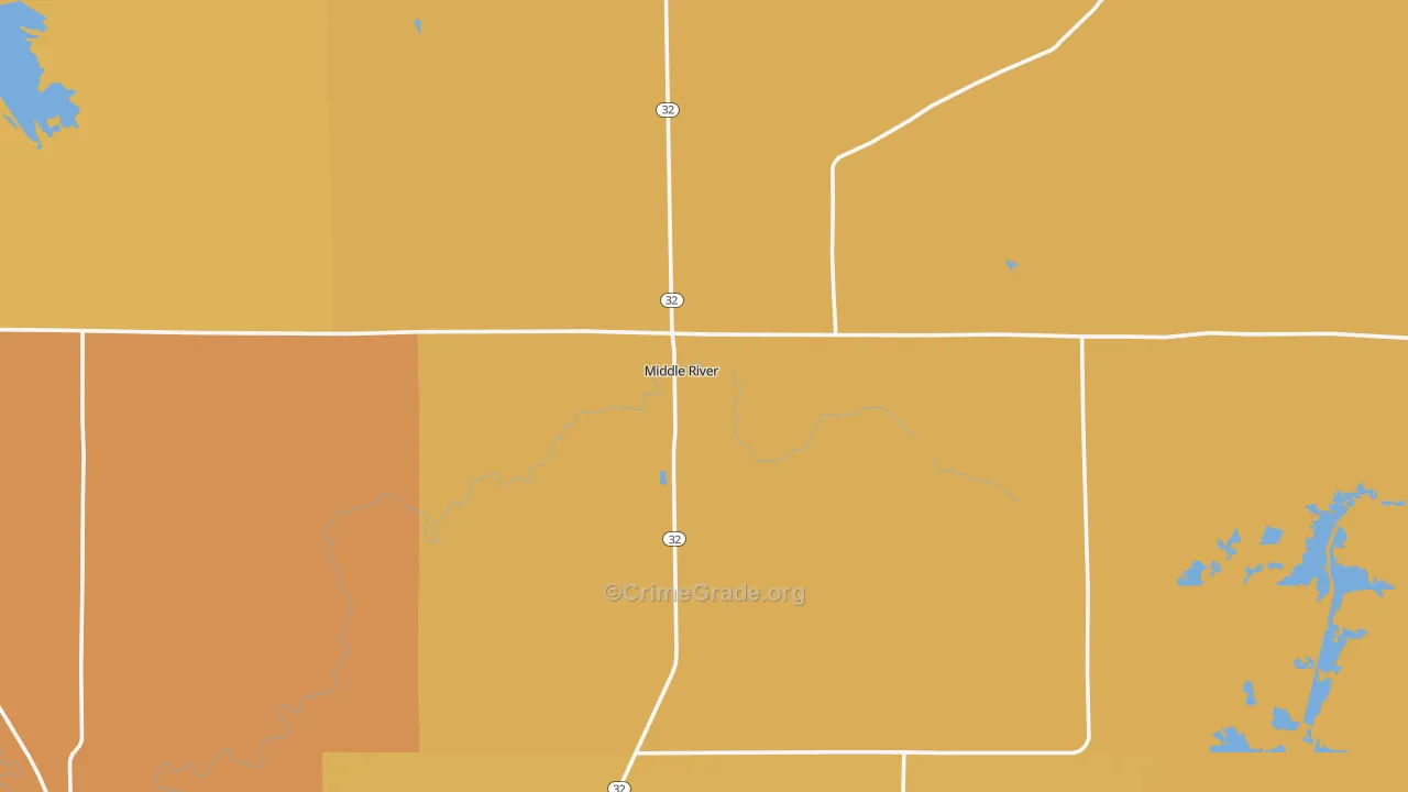 Middle River, MN Map of Robbery Rates