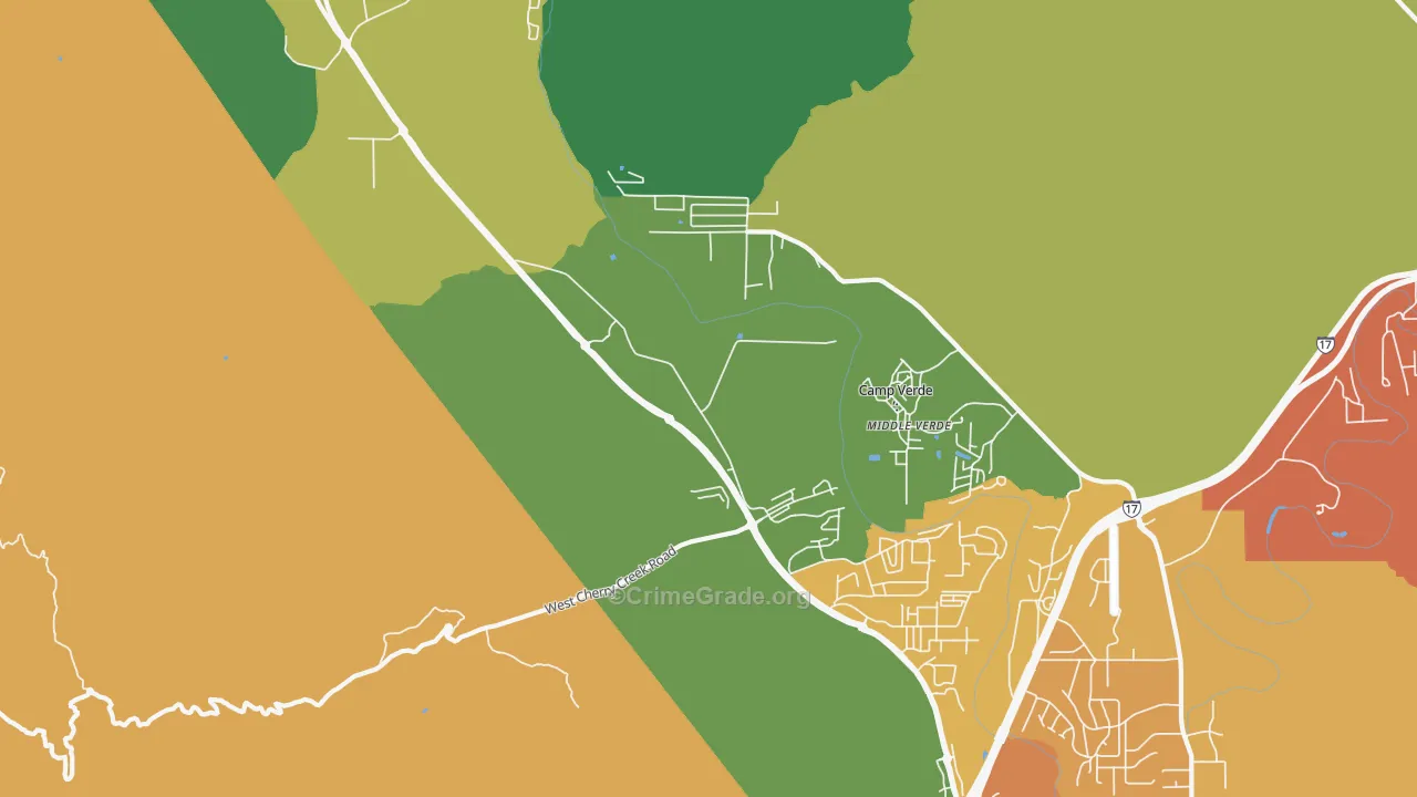 Middle Verde, AZ Map of Robbery Rates
