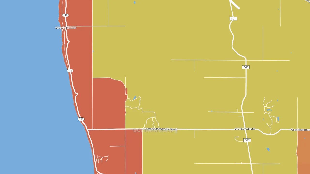 Middle Village, MI Map of Robbery Rates