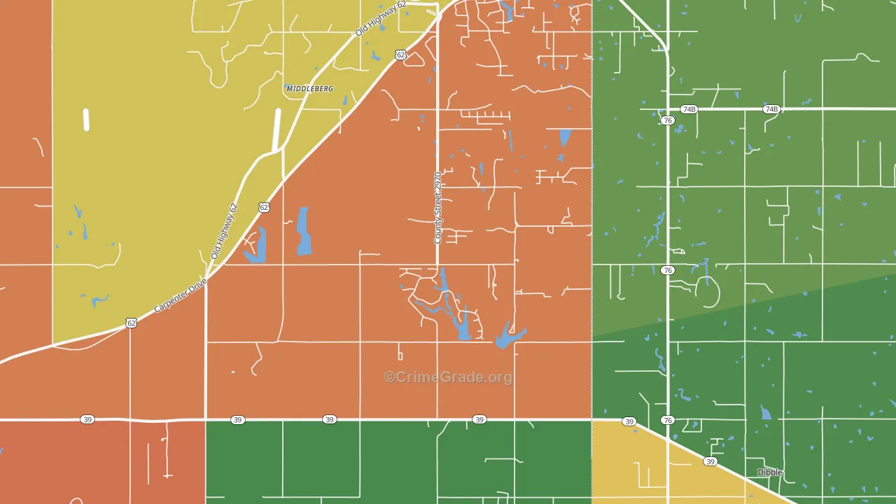 Middleberg, OK Map of Robbery Rates
