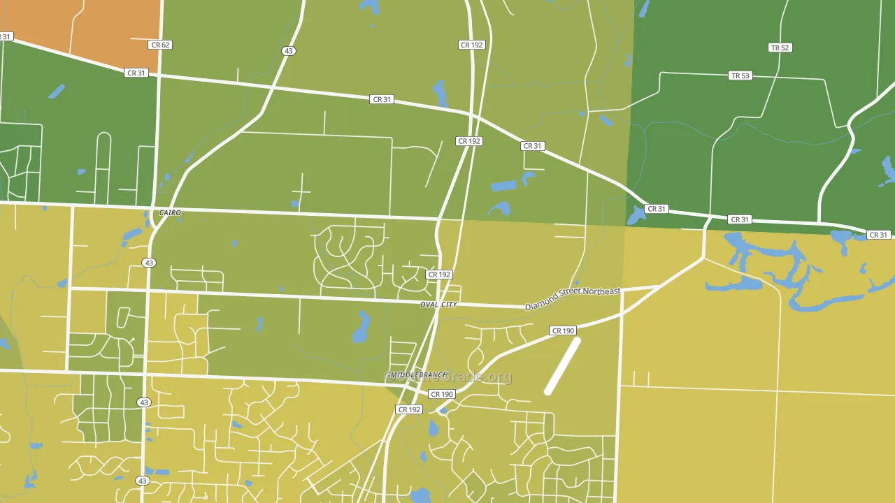 Middlebranch, OH Map of Robbery Rates