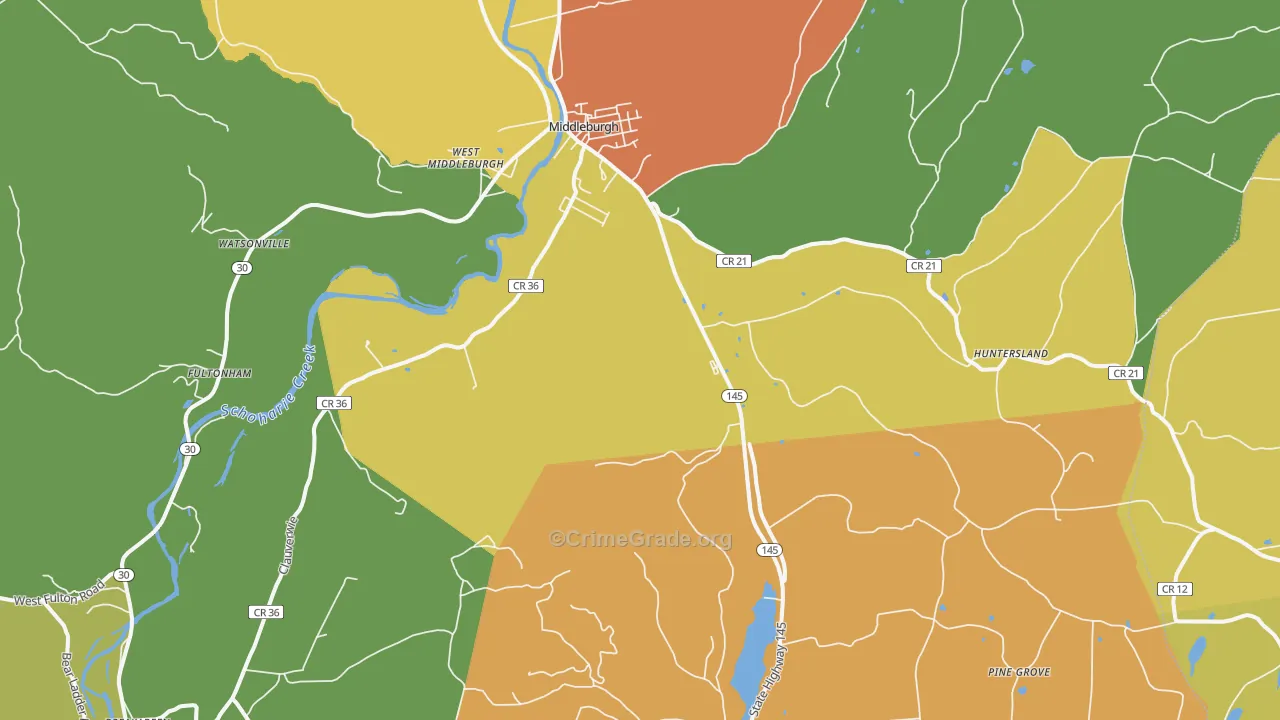 Middleburgh, NY Map of Robbery Rates