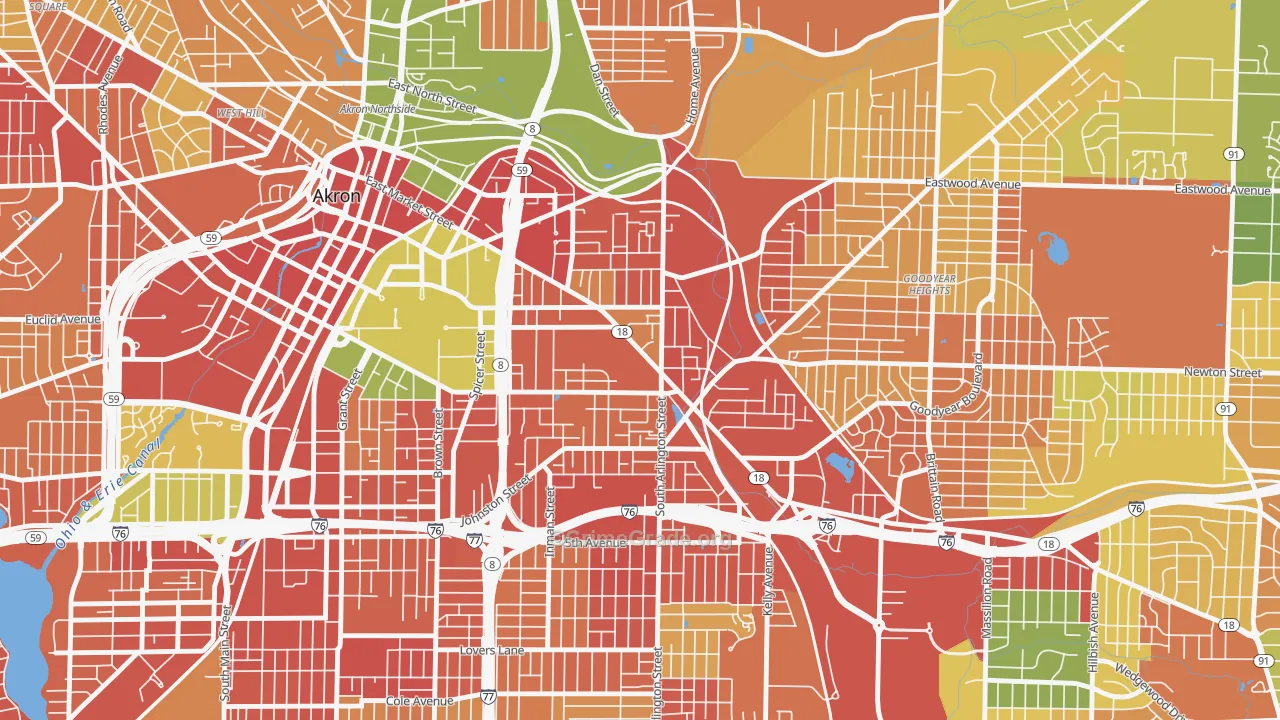 Middlebury, Akron, OH Map of Robbery Rates