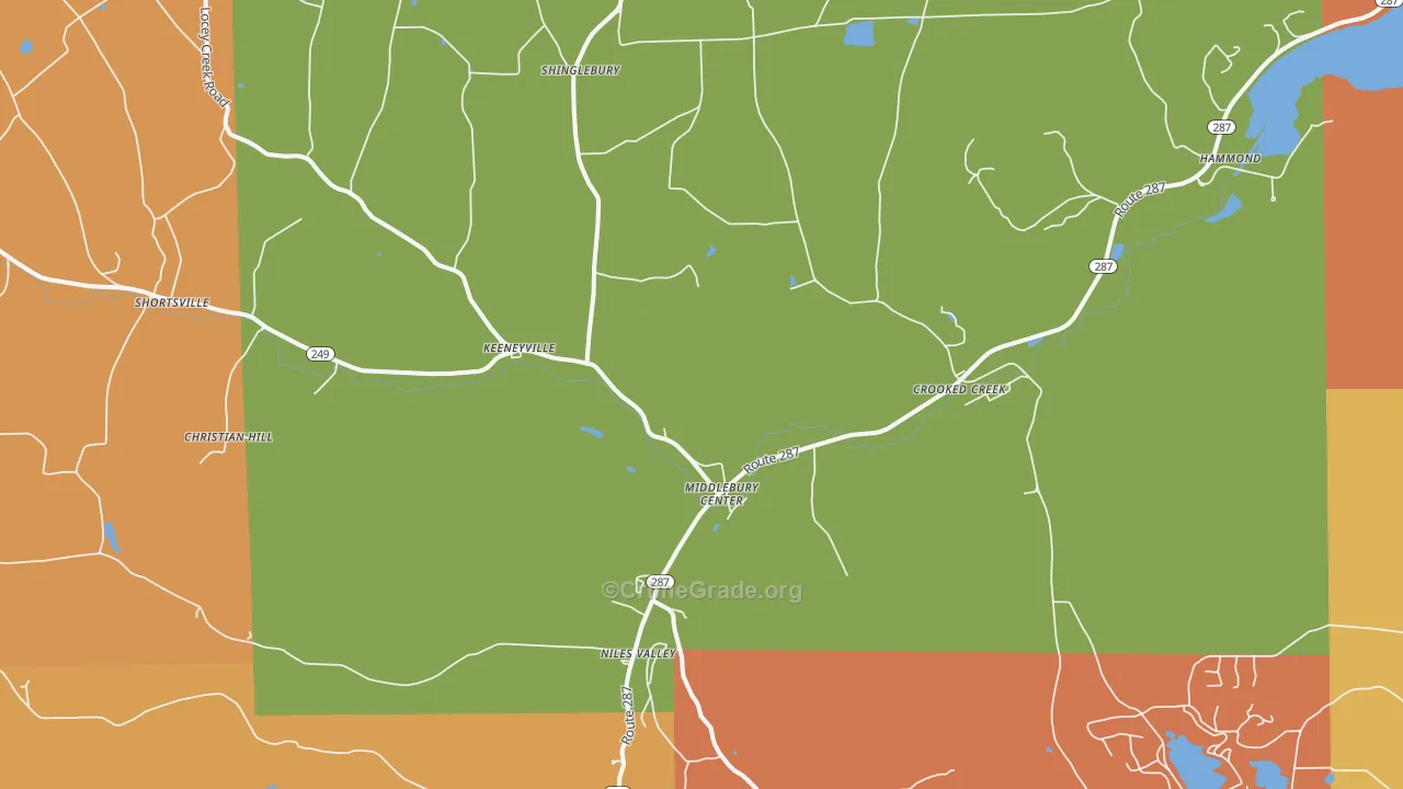 Middlebury Center, PA Map of Robbery Rates