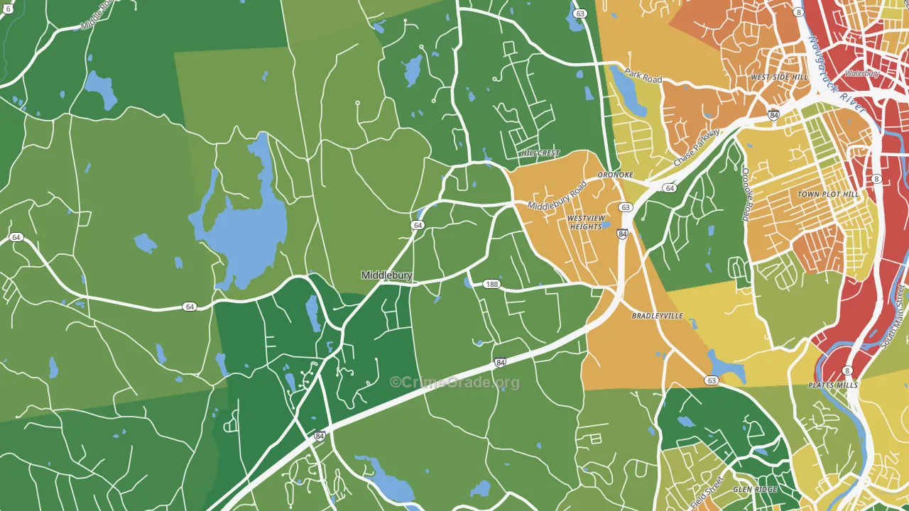 Middlebury, CT Map of Robbery Rates
