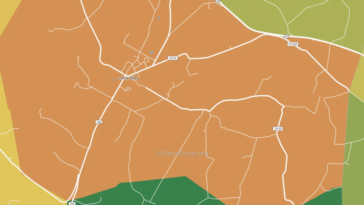 Middlefield Center, NY Map of Robbery Rates