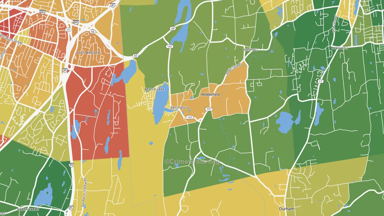 Middlefield, CT Map of Robbery Rates