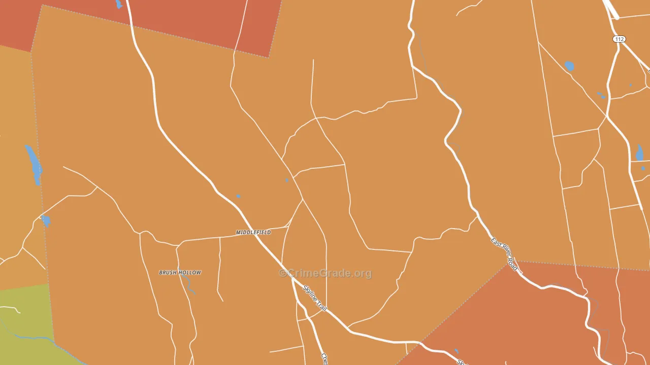 Middlefield, MA Map of Robbery Rates