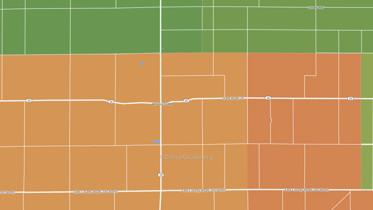 Middlefork, IN Map of Robbery Rates