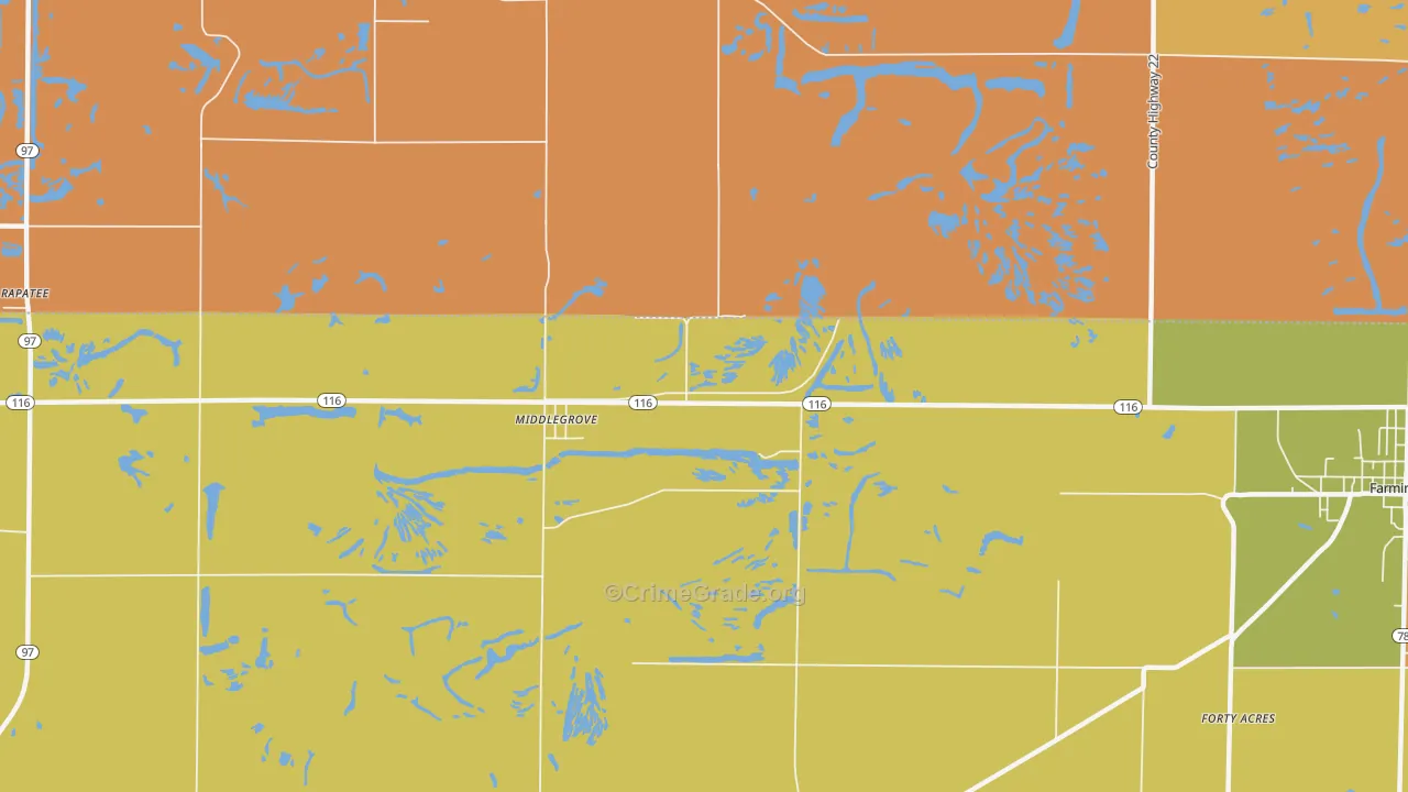 Middlegrove, IL Map of Robbery Rates
